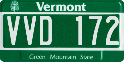 VT license plate VVD172