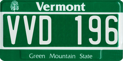 VT license plate VVD196