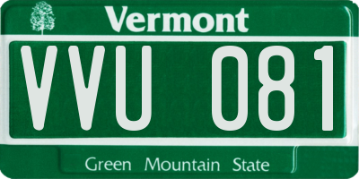 VT license plate VVU081