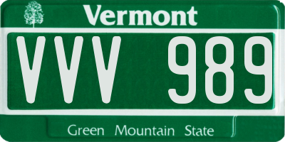 VT license plate VVV989