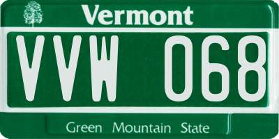 VT license plate VVW068