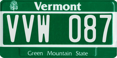 VT license plate VVW087