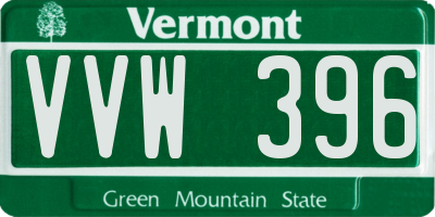VT license plate VVW396