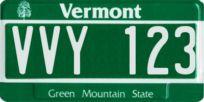 VT license plate VVY123