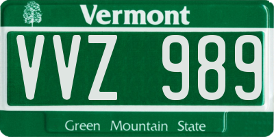VT license plate VVZ989