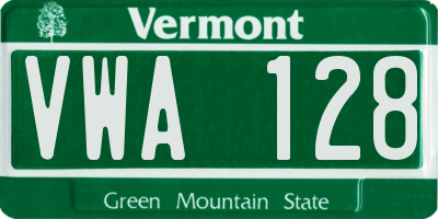 VT license plate VWA128