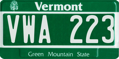 VT license plate VWA223