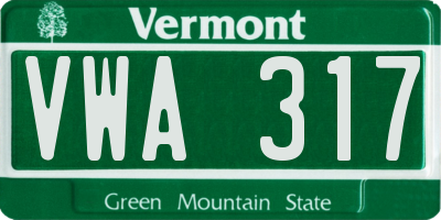 VT license plate VWA317