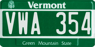VT license plate VWA354