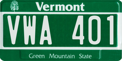 VT license plate VWA401