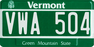 VT license plate VWA504
