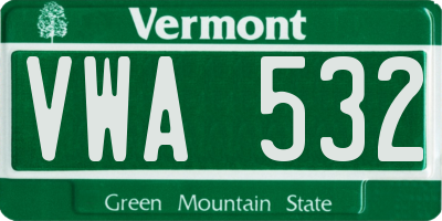 VT license plate VWA532