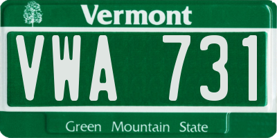 VT license plate VWA731