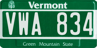 VT license plate VWA834