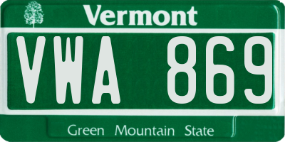 VT license plate VWA869
