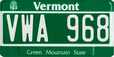 VT license plate VWA968