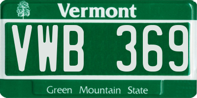 VT license plate VWB369