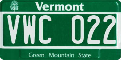VT license plate VWC022