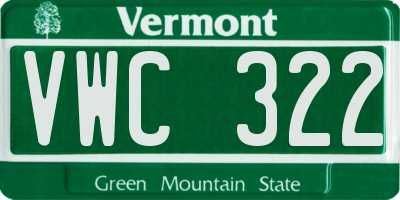 VT license plate VWC322