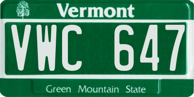 VT license plate VWC647