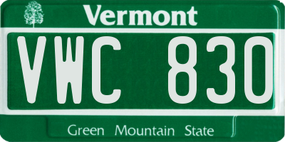 VT license plate VWC830