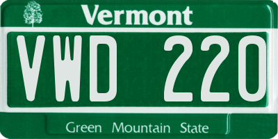 VT license plate VWD220