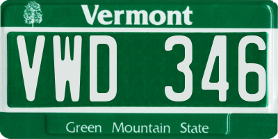 VT license plate VWD346
