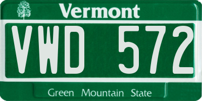 VT license plate VWD572