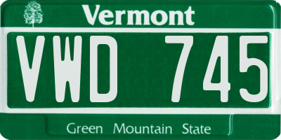 VT license plate VWD745