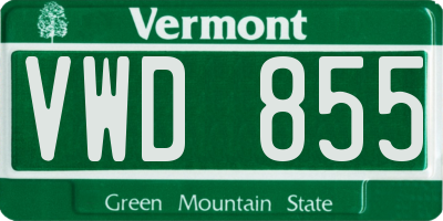 VT license plate VWD855