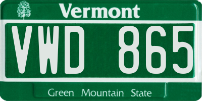 VT license plate VWD865