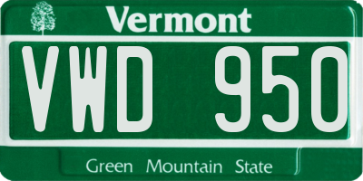 VT license plate VWD950