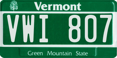 VT license plate VWI807