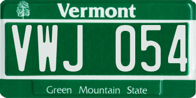 VT license plate VWJ054