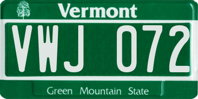 VT license plate VWJ072