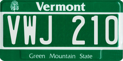 VT license plate VWJ210