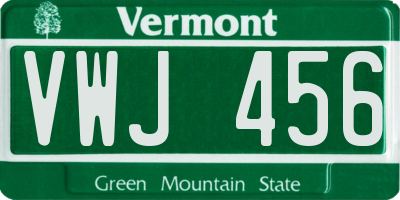 VT license plate VWJ456