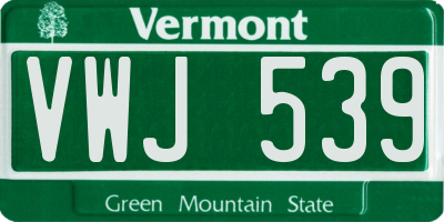 VT license plate VWJ539