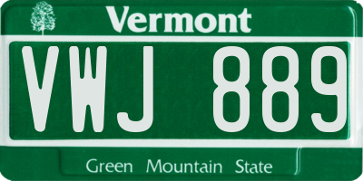 VT license plate VWJ889
