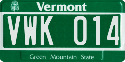 VT license plate VWK014