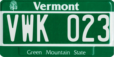 VT license plate VWK023