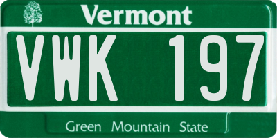 VT license plate VWK197