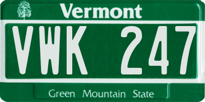 VT license plate VWK247