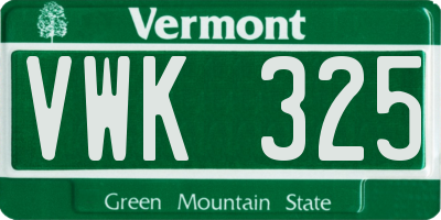 VT license plate VWK325