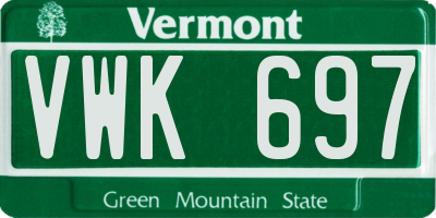 VT license plate VWK697