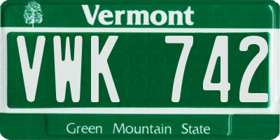 VT license plate VWK742