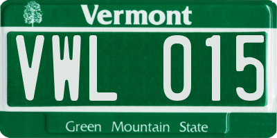 VT license plate VWL015