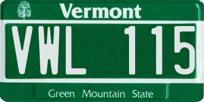 VT license plate VWL115