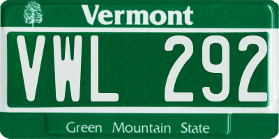 VT license plate VWL292