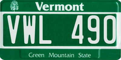 VT license plate VWL490